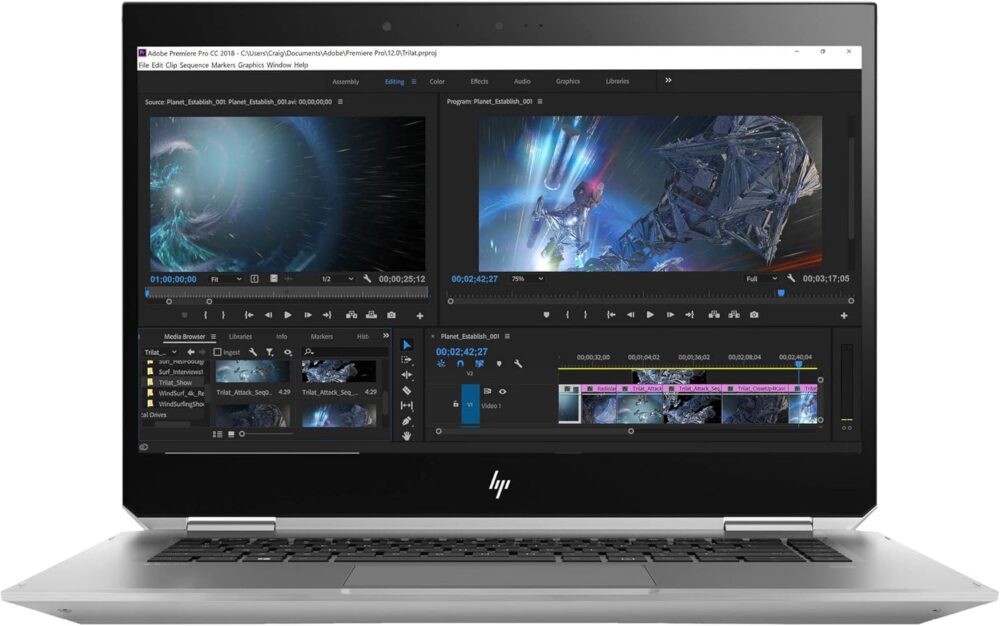 HP ZBook Studio X360 G5 15.6" Laptop, Intel Core i7-8750H 2.2GHz, 16GB RAM, 512GB SSD, Windows 11 Pro 64bit, CAM, Touch, NVIDIA Quadro P1000 4GB, Silver (Renewed)