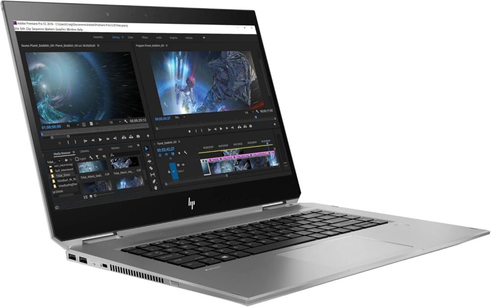 HP ZBook Studio X360 G5 15.6" Laptop, Intel Core i7-8750H 2.2GHz, 16GB RAM, 512GB SSD, Windows 11 Pro 64bit, CAM, Touch, NVIDIA Quadro P1000 4GB, Silver (Renewed) - Image 3