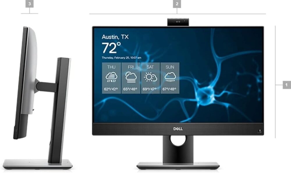 Dell Optiplex 7480 AIO Destop PC, 23.8" 1920x1080 FHD Display, Intel Core i5-10500, 256GB SSD Hard Drive, 8GB RAM, Windows 11 Pro, Black (Renewed) - Image 2