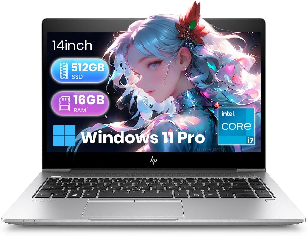 HP EliteBook 840 G5 Laptop, 14" FHD, Intel Core i7-8650U (Up to 4.2GHz), 16GB RAM, 512GB SSD, Backlit Keyboard, Windows 11 Pro (Renewed)