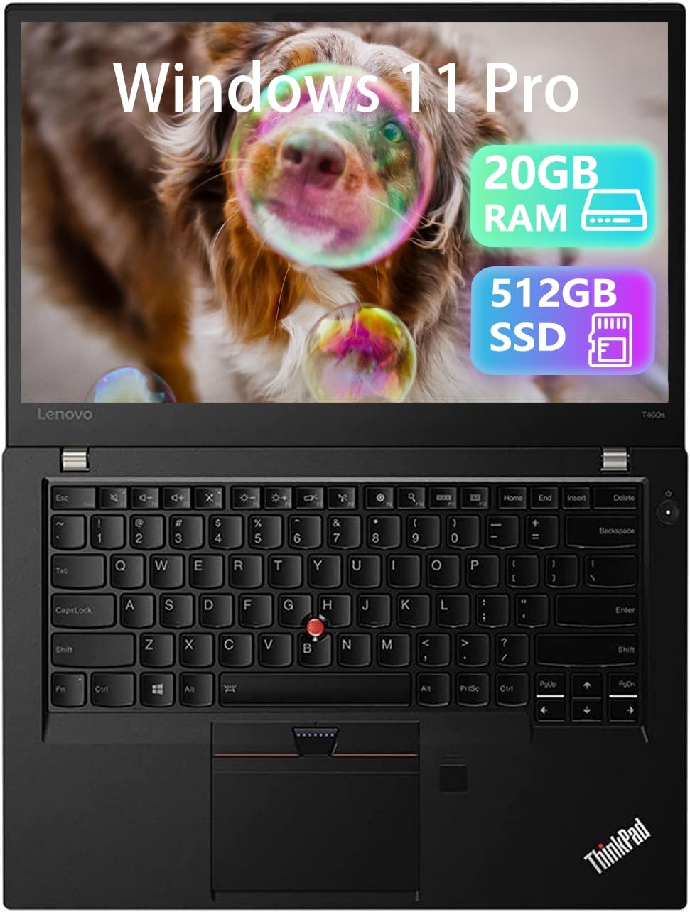Lenovo ThinkPad T460s Laptop, Intel Core i7 6th Gen, 20GB RAM, 512GB SSD, 14-Inch Full HD Display, Windows 10 Pro (Renewed) - Image 2